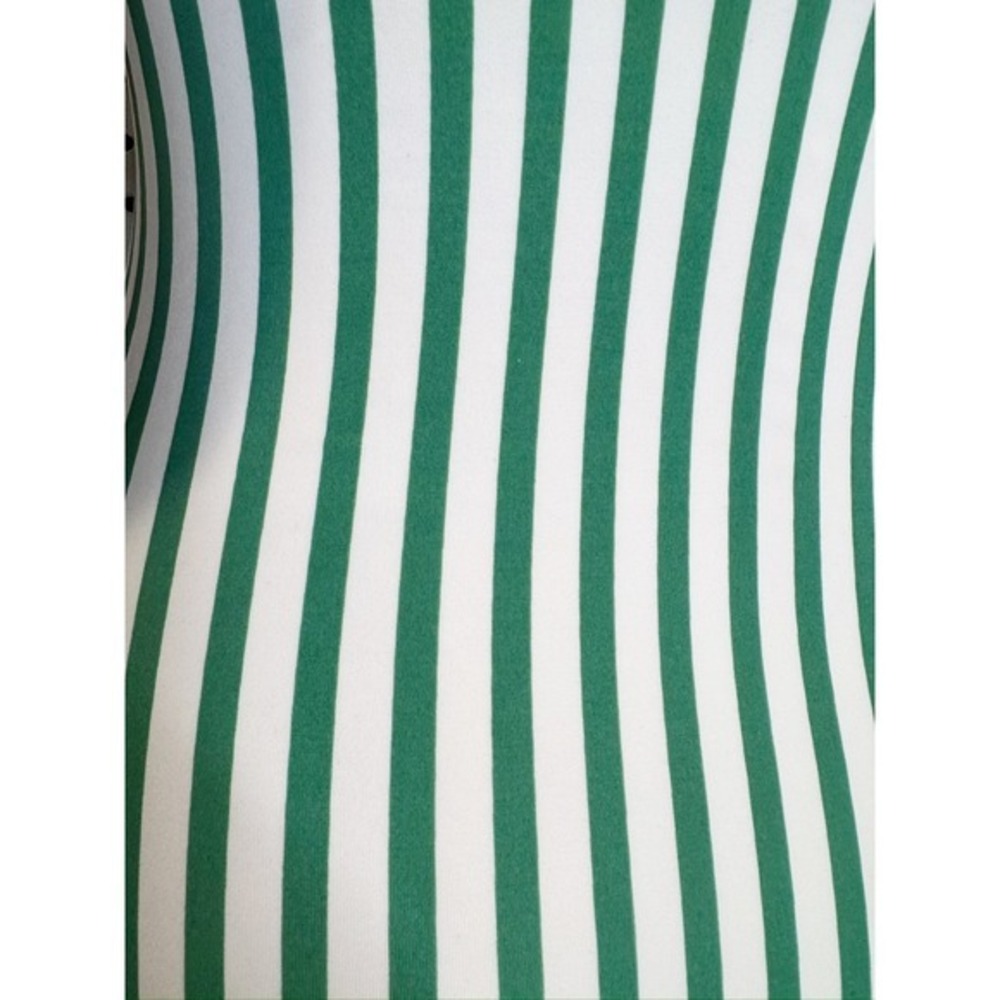Cupshe Green White Striped Crochet Lace Halter One Piece Swimsuit Deep V-Neck - Picture 4 of 6